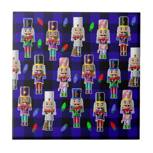 Nutcrackers with Little Red Trucks Christmas Tile