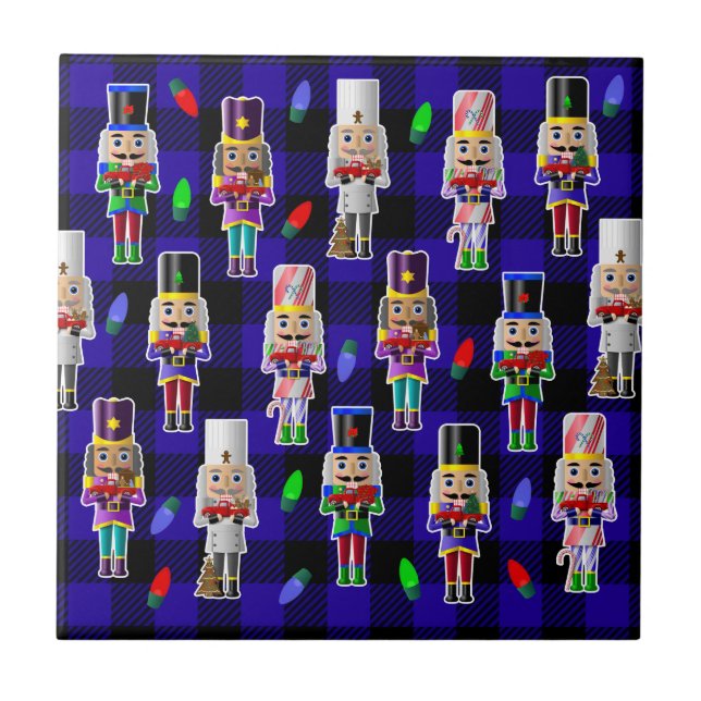Nutcrackers with Little Red Trucks Christmas Tile (Front)