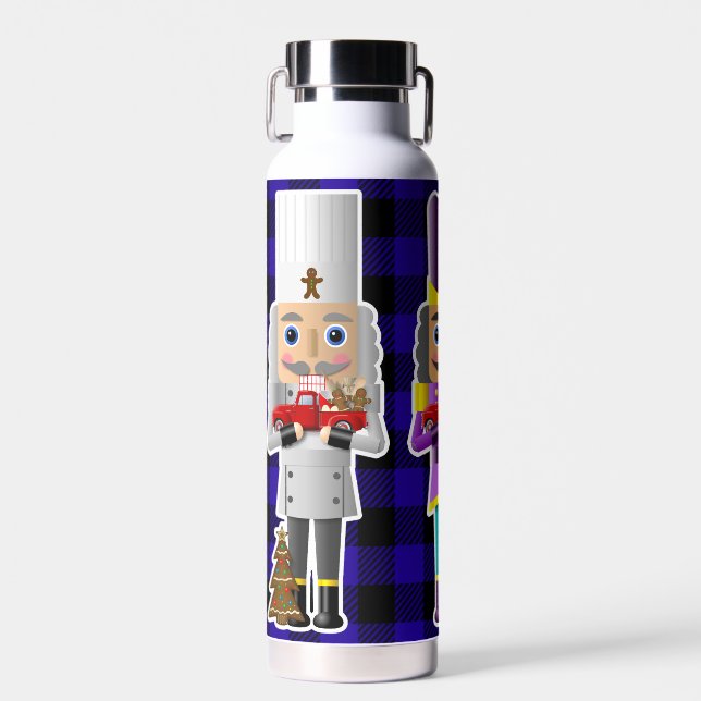 Nutcrackers with Little Red Trucks Water Bottle (Front)