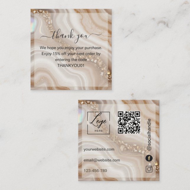Nuteral beige gold Thank You Card Order Insert (Front/Back)