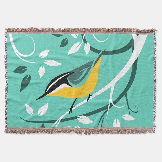 Nuthatch Art Throw Blanket (Front)