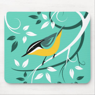 Nuthatch Bird In Tree Mouse Mat