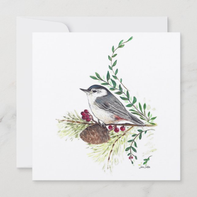 Nuthatch Bird Painting Card (Front)