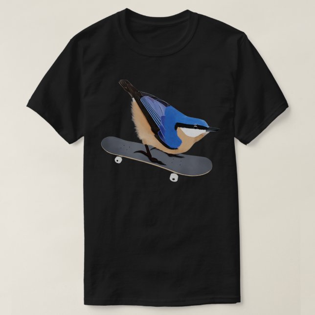 Nuthatch Bird Skateboard Birdwatcher Animal Biolog T-Shirt (Design Front)