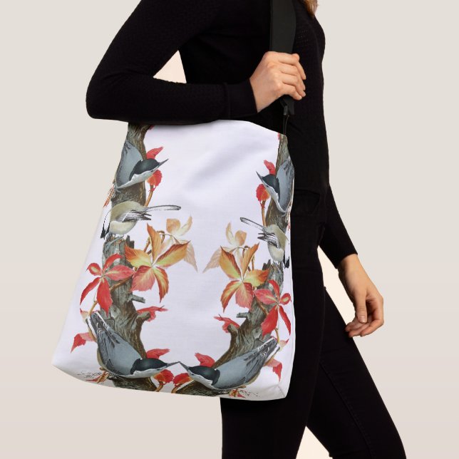 Nuthatch Birds Wildlife Leaves Animals Tote Bag (Close Up)