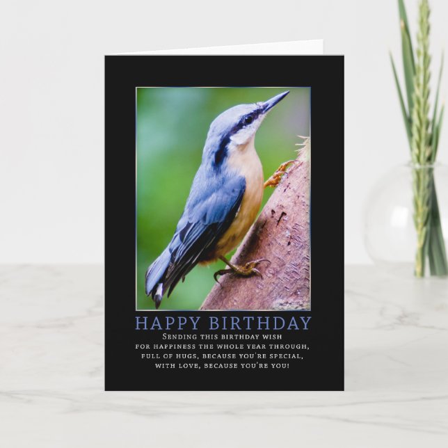 Nuthatch Birthday Greeting Card (Front)