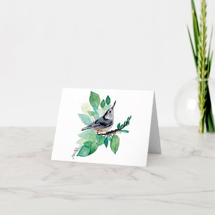 Nuthatch Elegant Watercolor Note Card