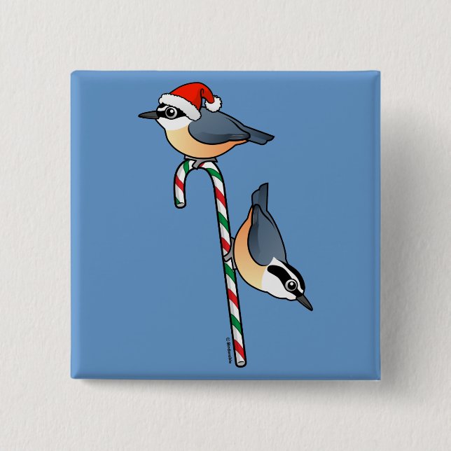 Nuthatch Santa 15 Cm Square Badge (Front)