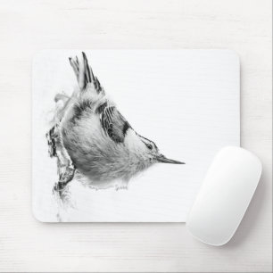 Nuthatch, White Bird Photography Mouse Mat