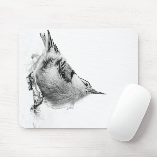 Nuthatch, White Bird Photography Mouse Mat (With Mouse)