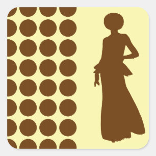 Nutmeg Cream Neutral Dots Fashion Silhouette Square Sticker
