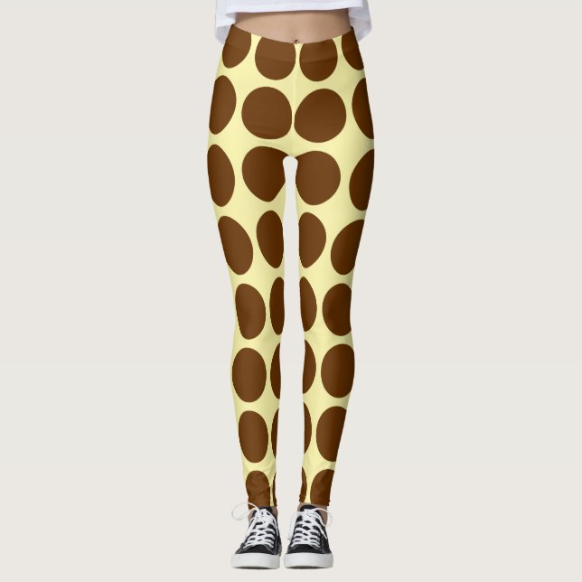 Nutmeg Cream Neutral Dots Leggings (Front)