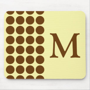 Nutmeg Cream Neutral Dots with monogram Mouse Mat