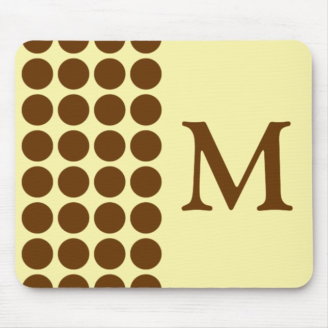 Nutmeg Cream Neutral Dots with monogram Mouse Mat (Front)