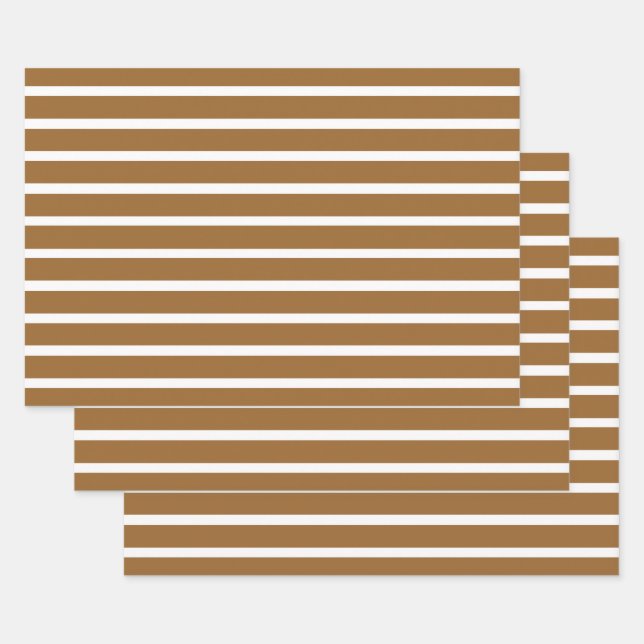 Nutmeg Neutral Stripes Wrapping Paper Sheet (Set)
