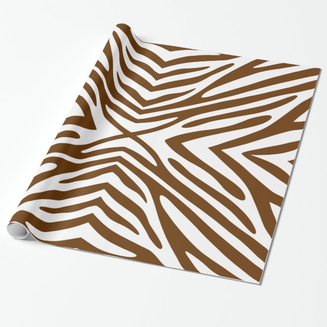 Nutmeg Neutral Zebra Wrapping Paper (Unrolled)