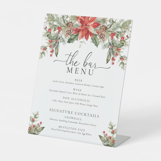 Nutmeg Noel Christmas The Bar Drinks Menu Pedestal Sign (Front)