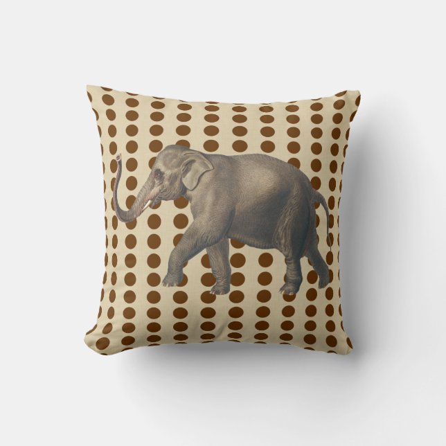Nutmeg Spice Moods Dots with Elephant Cushion (Front)