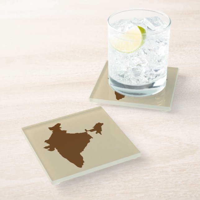 Nutmeg Spice Moods India Glass Coaster (Angled)