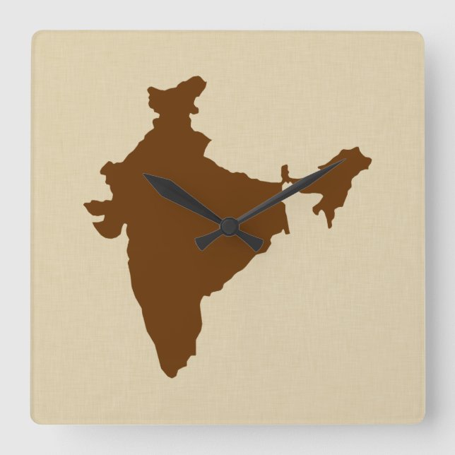 Nutmeg Spice Moods India Square Wall Clock (Front)