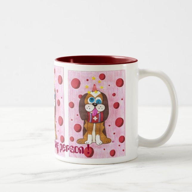 Nutmeg the dog I'm not a morning person ! Two-Tone Coffee Mug (Right)