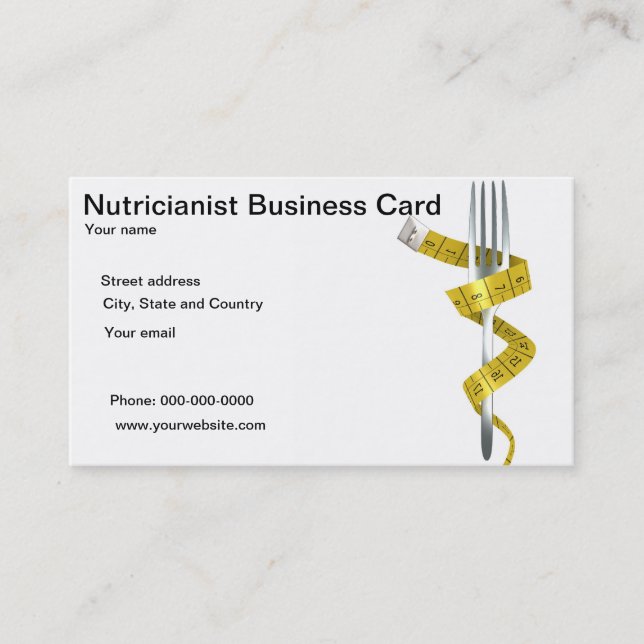 Nutricianist or Nutricionist Business Cards (Front)