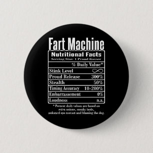 Nutrion Facts Fart Machine Dad Jokes Funny Farting 6 Cm Round Badge