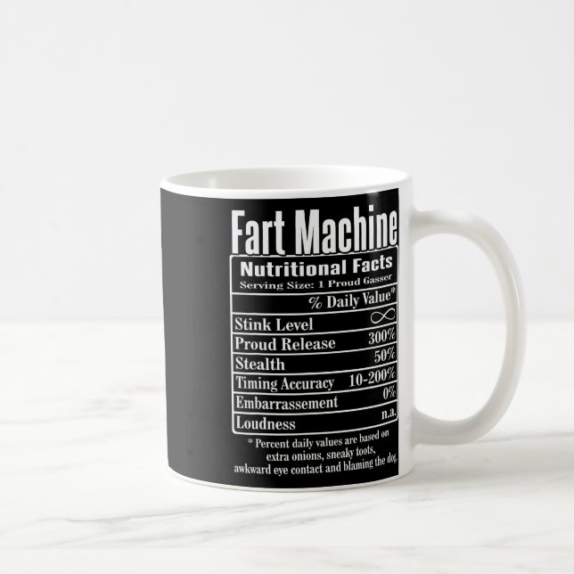 Nutrion Facts Fart Machine Dad Jokes Funny Farting Coffee Mug (Right)