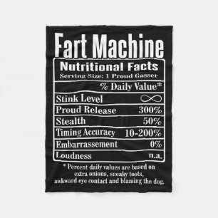 Nutrion Facts Fart Machine Dad Jokes Funny Farting Fleece Blanket