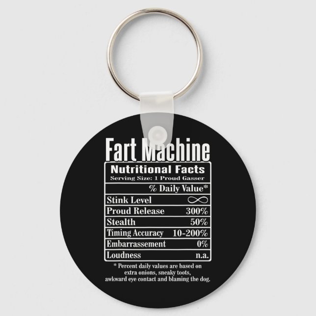 Nutrion Facts Fart Machine Dad Jokes Funny Farting Key Ring (Front)