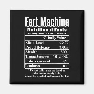 Nutrion Facts Fart Machine Dad Jokes Funny Farting Magnet