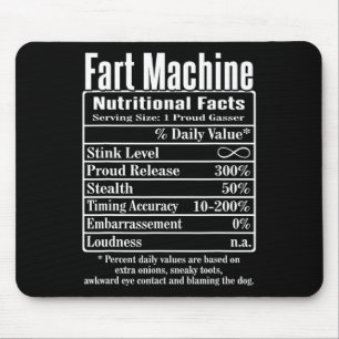 Nutrion Facts Fart Machine Dad Jokes Funny Farting Mouse Mat