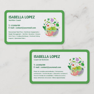 Nutrition Bilingual English Spanish Business Card