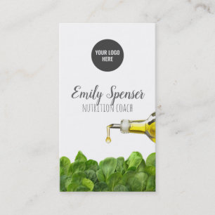 Nutrition Coach Green Leaves Olive Oil White Card
