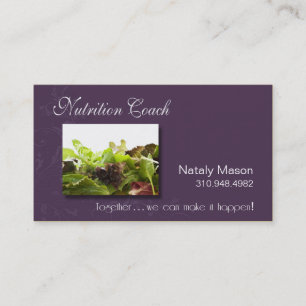"Nutrition Coach" Healthy Eating, Weight Loss Business Card