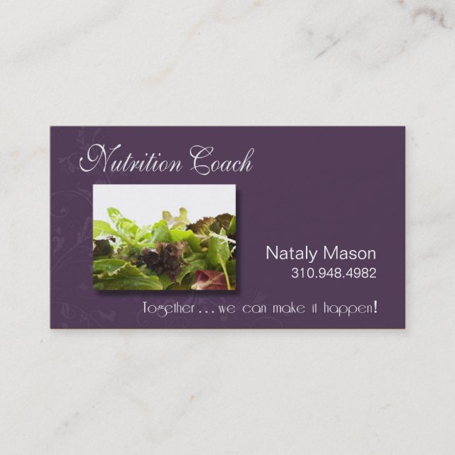 "Nutrition Coach" Healthy Eating, Weight Loss Business Card (Front)