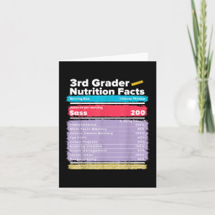 Nutrition Facts 3rd Grade Funny Back To School Shi Card
