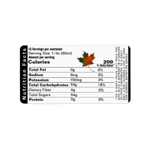 Nutrition Facts Address Label with Maple Leaf