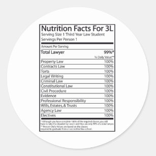 Nutrition Facts For A 3L Classic Round Sticker