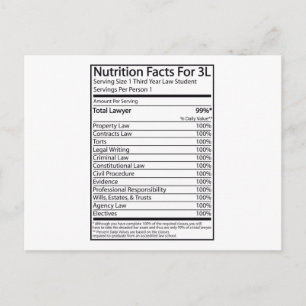 Nutrition Facts For A 3L Postcard