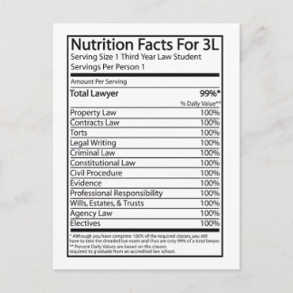Nutrition Facts For A 3L Postcard