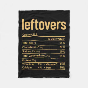 Nutrition Facts Fun Thanksgiving Christmas Food Fleece Blanket