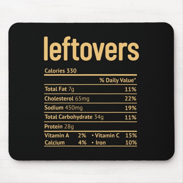 Nutrition Facts Fun Thanksgiving Christmas Food  Mouse Mat (Front)