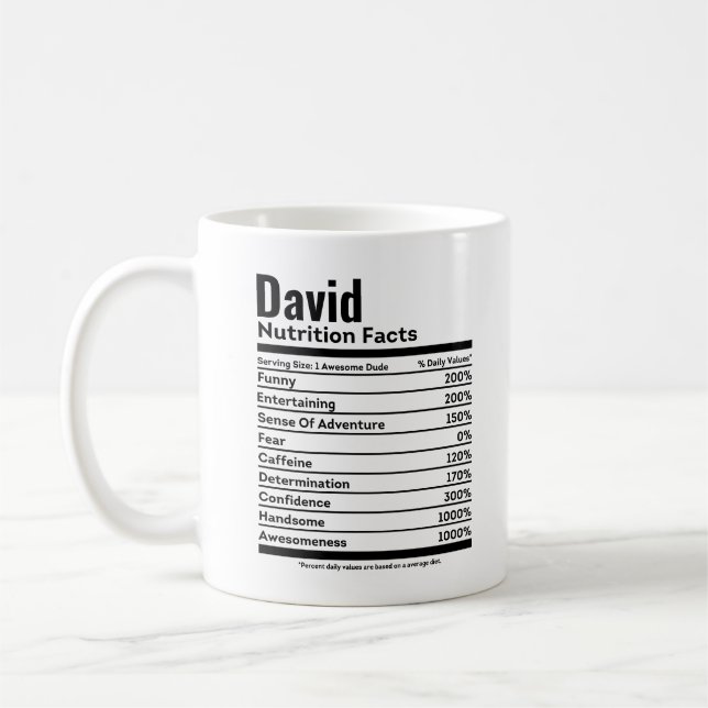 Nutrition Facts Funny Personalised Name Coffee Mug (Left)