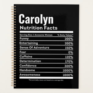 Nutrition Facts Funny Personalised Name Planner
