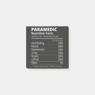 nutrition facts, paramedic nutrition fact post-it notes