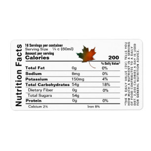 Nutrition Facts Small Label with Maple Leaf