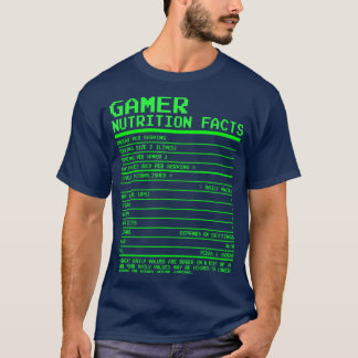 Nutrition Facts t Gifts for n Boys Video Games  T-Shirt