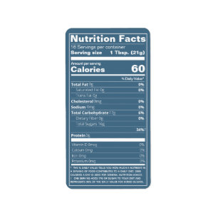 Nutrition Facts Teal Honey Food Labels