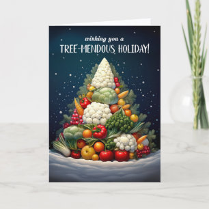Nutrition Themed Fruit Vegetable Christmas Tree Holiday Card